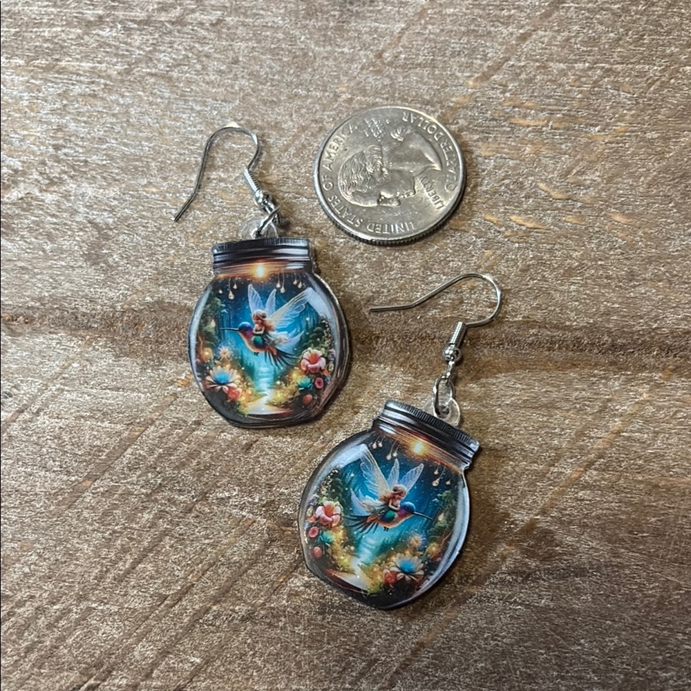 Fairy Jar Earrings with Silver Hooks